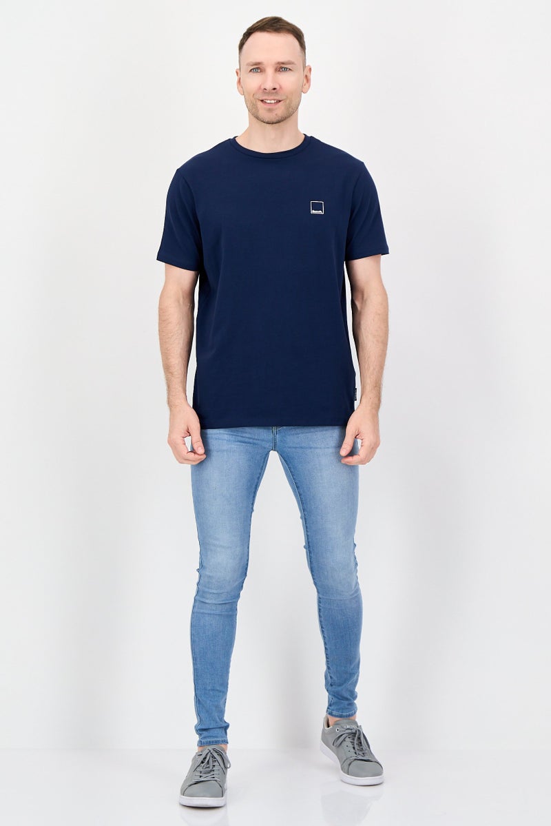 Bench Men Crew Neck Short Sleeve Brand Logo T-Shirts, Navy - Image 2